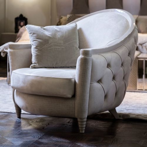 Кресло честерфилд - LA PERLA CHIC - Mantellassi 1926 - из ткани / из дерева / со съемной подушкой