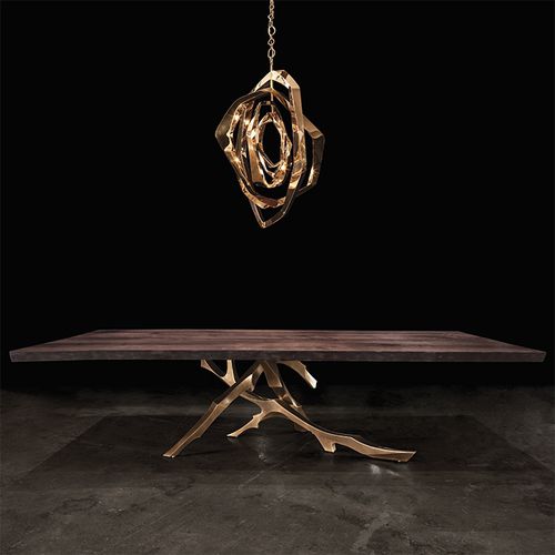 Современный обеденный стол - THE GROLIER - Hudson Furniture - из орехового дерева / из лакированной древесины / из бронзы