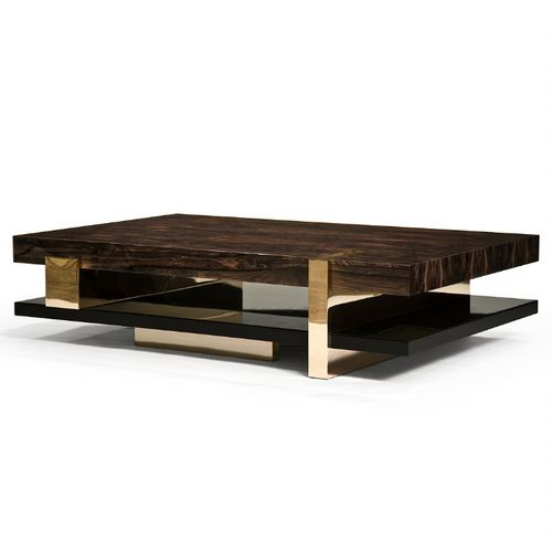 Современный журнальный столик - PIERRE - Hudson Furniture - из дерева / из бронзы / прямоугольный