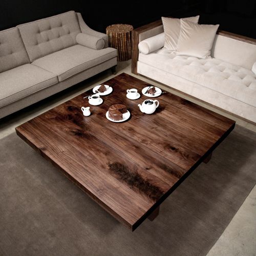 Современный журнальный столик - GULLIVER - Hudson Furniture - из орехового дерева / квадратный / на заказ