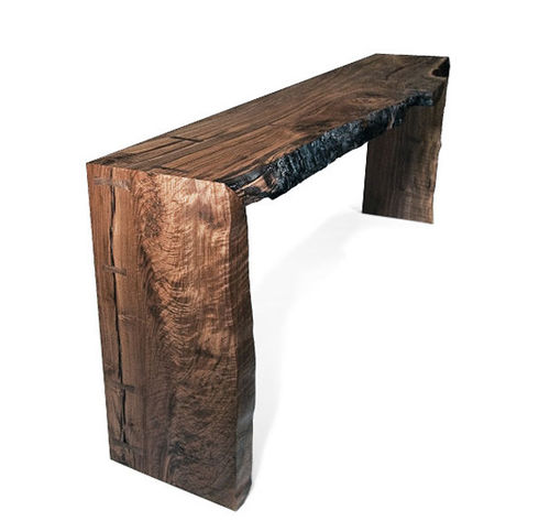 Современный стол-консоль - MITER  - Hudson Furniture - из орехового дерева / прямоугольный / из вторичных материалов