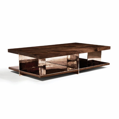 Современный журнальный столик - GRID - Hudson Furniture - из орехового дерева / из бронзы / из нержавеющей стали