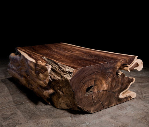 Современный журнальный столик - TRUNK - Hudson Furniture - из розового дерева / прямоугольный / из вторичных материалов