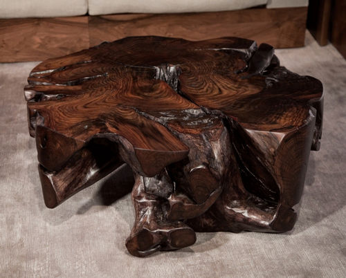Современный журнальный столик - ROOT - Hudson Furniture - из плексигласа / из тикового дерева / из розового дерева