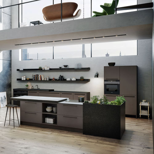 Современная кухня - URBAN : SE 8008 LM + SE 4004 E - SIEMATIC - из лакированной древесины / из фанерованной древесины / островного типа