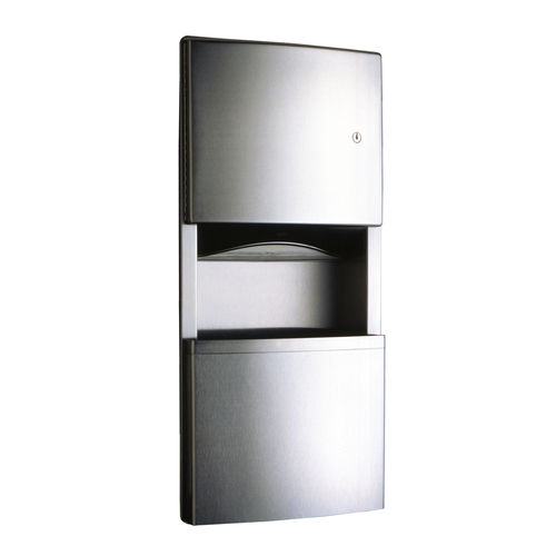 Встраиваемый диспенсер полотенец для рук - B-4369 ConturaSeries® - Bobrick Washroom Equipment - из нержавеющей стали / со встроенным мусорным контейнером