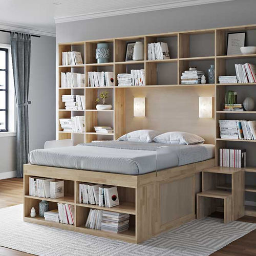 Двуспальная кровать - BOOKCASE 2 LEVELS - Cinius - односпальная / современная / с основанием для хранения
