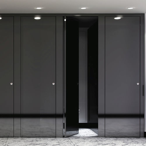 Сантехническая кабина из ламината высокого давления - FLOW - Thrislington Cubicles - из стекла / из дерева / из нержавеющей стали