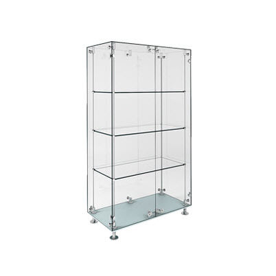 Современный стеклянный шкаф - SSG002.1000 - Shopkit - из стекла / из нержавеющей стали / для профессионального использования