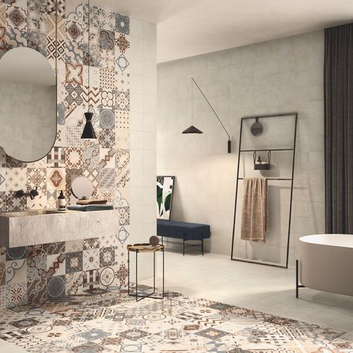 Плитка из керамогранита - CEMENTINA MULTICOLOR BEIGE    - Casalgrande Padana - естественная отделка / для интерьера / для ванной комнаты