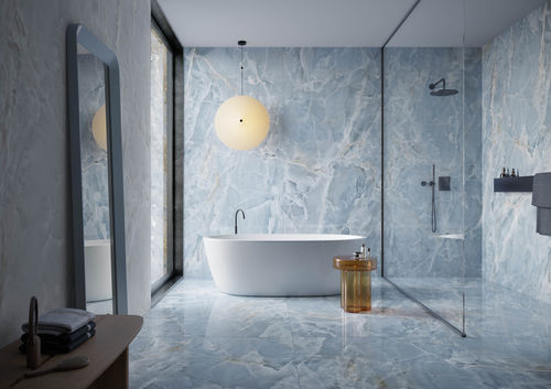 Плитка из керамогранита - Alabastri Blue - Casalgrande Padana - для интерьера / напольная / имитация мрамора