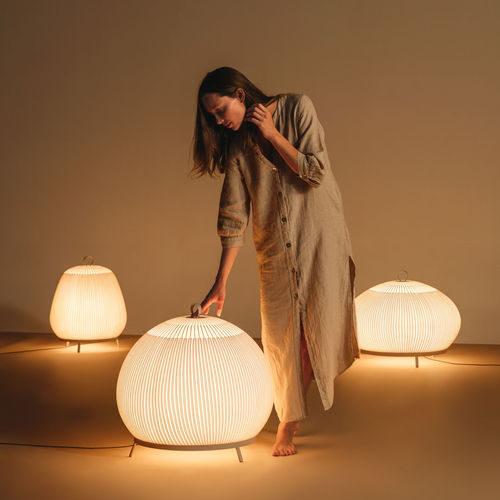 Напольная лампа - Knit - VIBIA LIGHTING - из стали / из ткани / современная