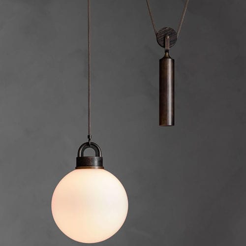 Подвесная лампа - PULLEY  - Triode Design - из латуни / из дутого стекла / из песочного стекла