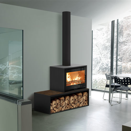 Печь с паровым котлом на дровах - Quadro + ceramic 80 - Jolly-mec - 11 kW / на ножках / современная