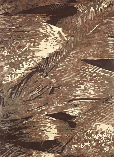 Современный ковер - H-TAUPE FEATHERS - TISCA ITALIA - в цветочек / из шерсти / из вискозы