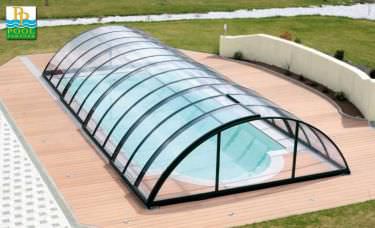 Навес для бассейна средняя высота - CLASSIC - luxe-pools - телескопический / из нержавеющей стали / с ручным приводом
