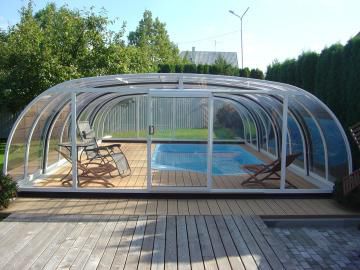 Высокий навес для бассейна - REVOLUTION - luxe-pools - телескопический / для алюминия / с ручным приводом