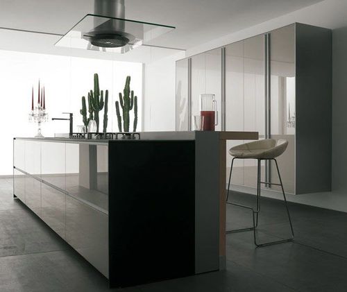 Современная кухня - Artematica Vitrum - VALCUCINE - из стекла / островного типа / без ручки