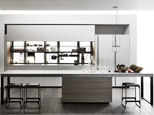 Современная кухня - Logica Celata Vitrum - VALCUCINE - из лакированного стекла / из ламината / островного типа