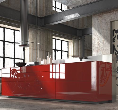 Современная кухня - Artematica Vitrum Arte - VALCUCINE - из стекла / островного типа / без ручки