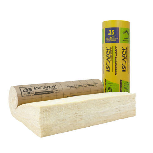 Термоакустическая изоляция - Isoconfort 35 Revêtu Kraft - ISOVER SAINT-GOBAIN - из стекловаты / в рулонах / для внутреннего пространства