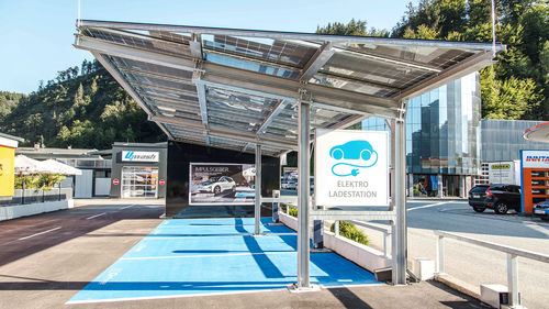 Навес для автомобиля для профессионального использования - SONNENPORT - Sonnenkraft Gmbh - с солнечной батареей / из алюминия / из гальванизированной стали