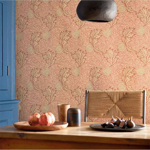 Современный обои - APPLE   - MORRIS & Co. - природный мотив / имитация ткани / синий