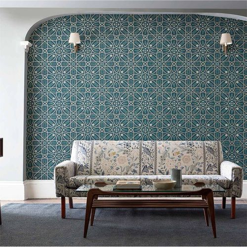 Современный обои - BROPHY TRELLIS - MORRIS & Co. - из льна / с рисунком / имитация ткани