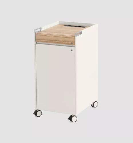 Мобильная тумба под письменный стол - T-CADDY - Bene GmbH - из металла / с 3 выдвижными ящиками / с распашной дверцей