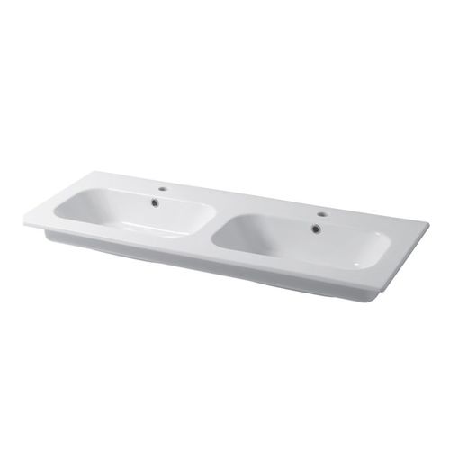 Встраиваемая раковина - QUBO : QS12D46101 - Disegno Ceramica - из керамики / двойная / прямоугольная
