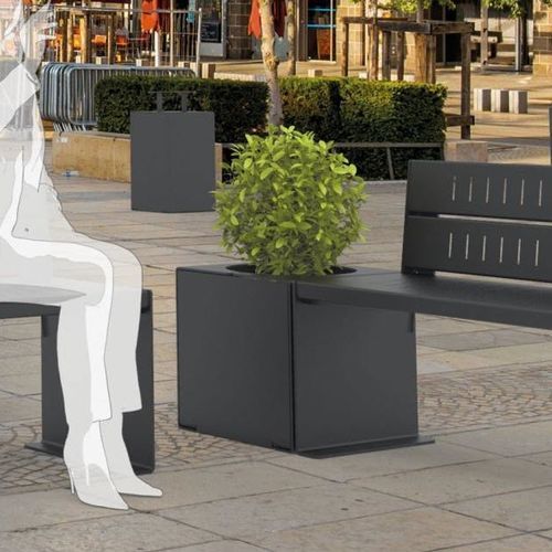 Кадка для садовых растений из дуба - KUBE - PROCITY - из красного дерева / из гальванизированной стали / из окрашенной стали