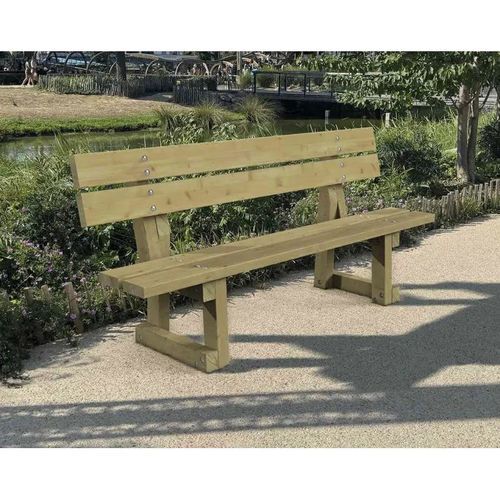 Общественная скамейка минималистский дизайн - PORTO - PROCITY - дерево / со спинкой / для наружного применения