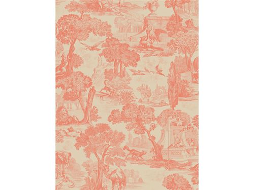 Стилизованный обои - VERSAILLES CORAL - Lee Jofa - природный мотив / красный