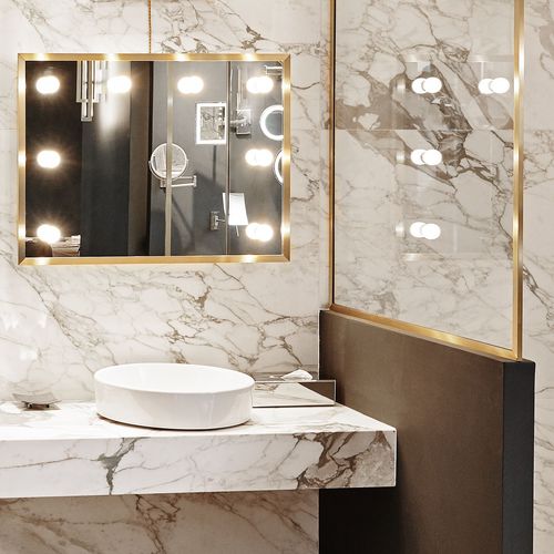 Настенное зеркало для ванной комнаты - LOGE - Miroir Brot - современное / прямоугольное / из латуни