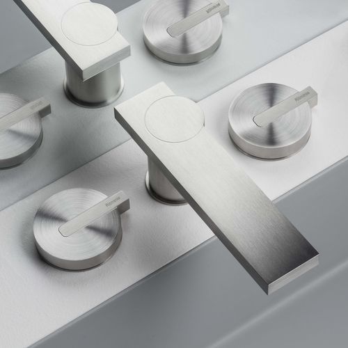 Двухрычажный смеситель для раковины - PR50AE201INOX - Ritmonio Rubinetterie Srl - настольный / из нержавеющей стали / для ванной комнаты