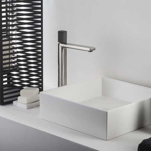 Однорычажный смеситель для раковины - PR43AV201IX+PR43MA001M04 - Ritmonio Rubinetterie Srl - настольный / из матированной латуни / для ванной комнаты