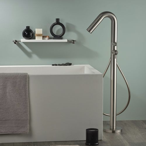 Однорычажный смеситель для ванной - E0BA0475INOX - Ritmonio Rubinetterie Srl - напольный / из нержавеющей стали / для ванной комнаты