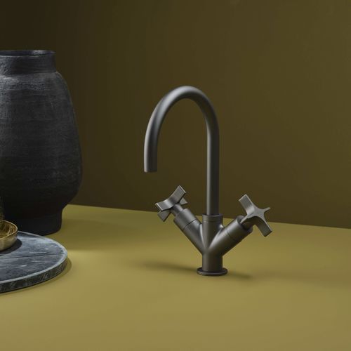 Двухрычажный смеситель для раковины - PR53AB202F31 - Ritmonio Rubinetterie Srl - настольный / из хромированной латуни / для ванной комнаты