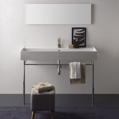 Подвесная раковина - 5107/R-120A - Scarabeo Ceramiche - из керамики / со встроенными полотенцесушителями / прямоугольная