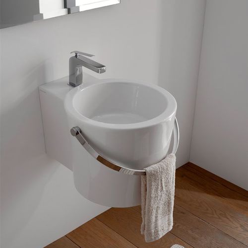 Подвесная раковина - BUCKET - Scarabeo Ceramiche - на столешнице / из керамики / со встроенными полотенцесушителями
