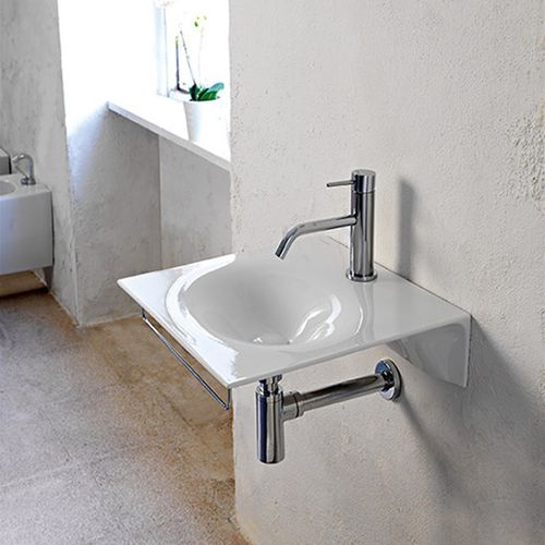 Подвесная раковина - 6101 - Scarabeo Ceramiche - из керамики / со встроенными полотенцесушителями / квадратная