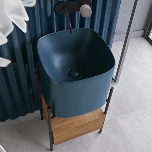 Раковина с консолью - LAILA - Scarabeo Ceramiche - из керамики / со встроенным ящиком / с зеркалом