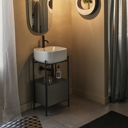 Раковина с консолью - LAILA - Scarabeo Ceramiche - из керамики / со встроенным ящиком / с зеркалом