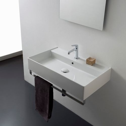 Подвесная раковина - 5110  - Scarabeo Ceramiche - из керамики / со встроенными полотенцесушителями / прямоугольная