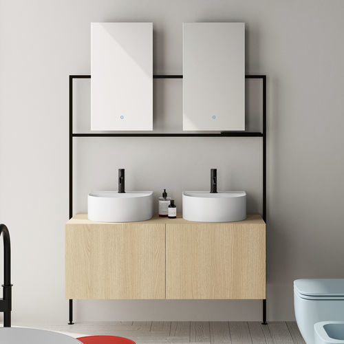 Двойная тумба под умывальник - PICTURE: 3054 - Scarabeo Ceramiche - подвесная / из дерева / из металла