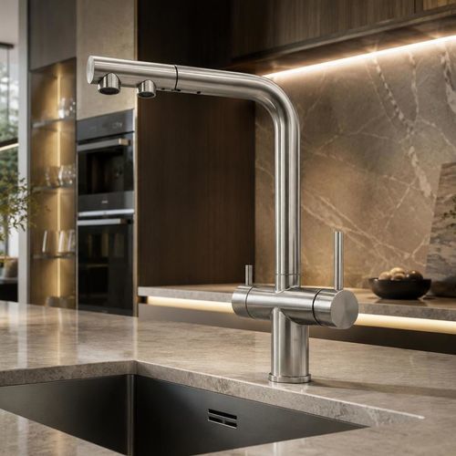 Настольный однорычажный смеситель - 403689INOX - SUPERGRIF - механический / из нержавеющей стали / для кухни