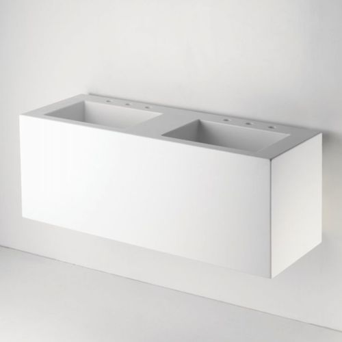 Подвесная раковина - PTLV52 - Waterworks - из Corian® / двойная / прямоугольная