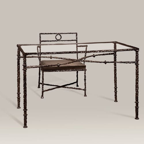 Современный обеденный стол - ROMA X - Objet Insolite - из стекла / с основанием из бронзы / прямоугольный