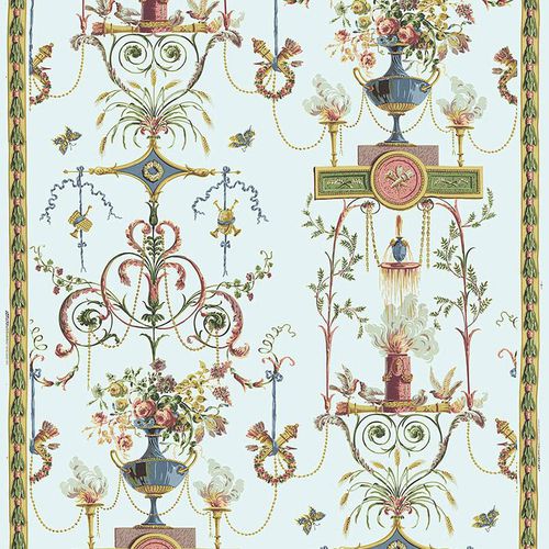 Обивочная ткань - TERRACINA ARABESQUE - F. SCHUMACHER & CO. - с рисунком / из хлопка / бежевая