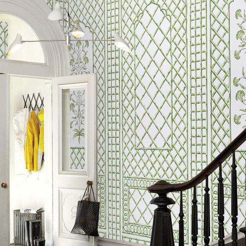 Современный обои - BAMBOO TRELLIS PANEL   - F. SCHUMACHER & CO. - c геометрическим рисунком / арабеска / имитация ткани